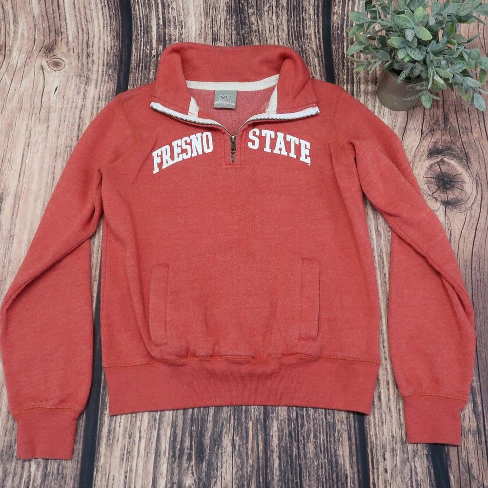 Fresno State Womens Small Solid Coral Fleece Steen 1/4 Quarter Zip College